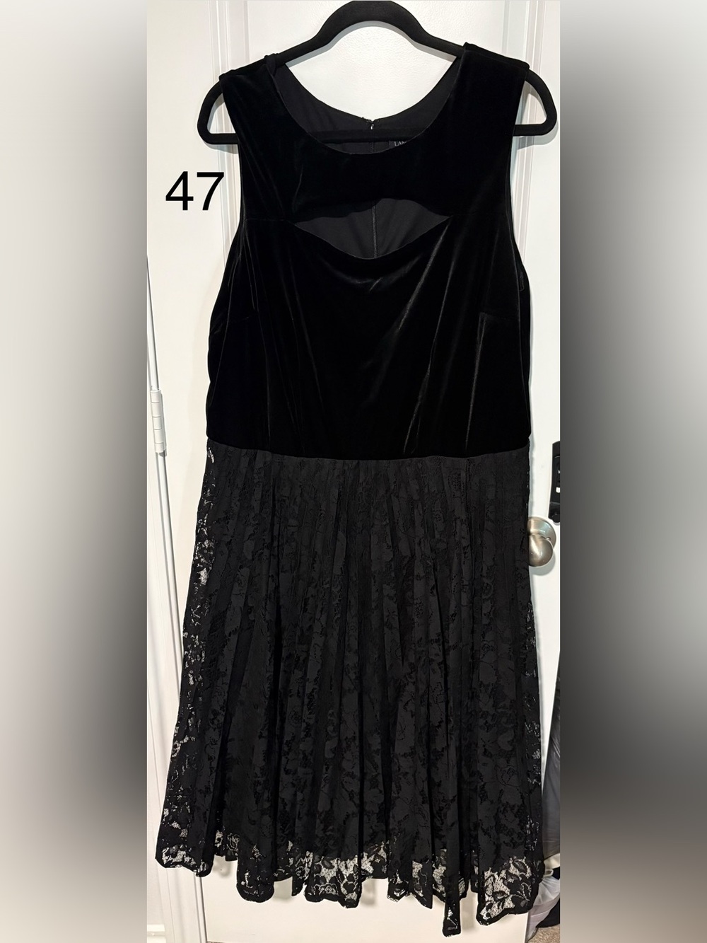 Lane Bryant Black Velvet & Lace A-Line Dress